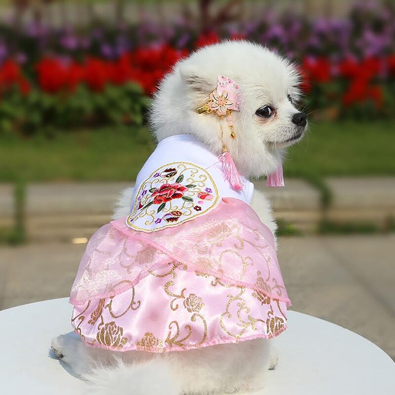 

Flower Embroidery Pet Dress, Pink