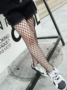 Toddler Girls Minimalist Fishnet Tights - Black - View 3