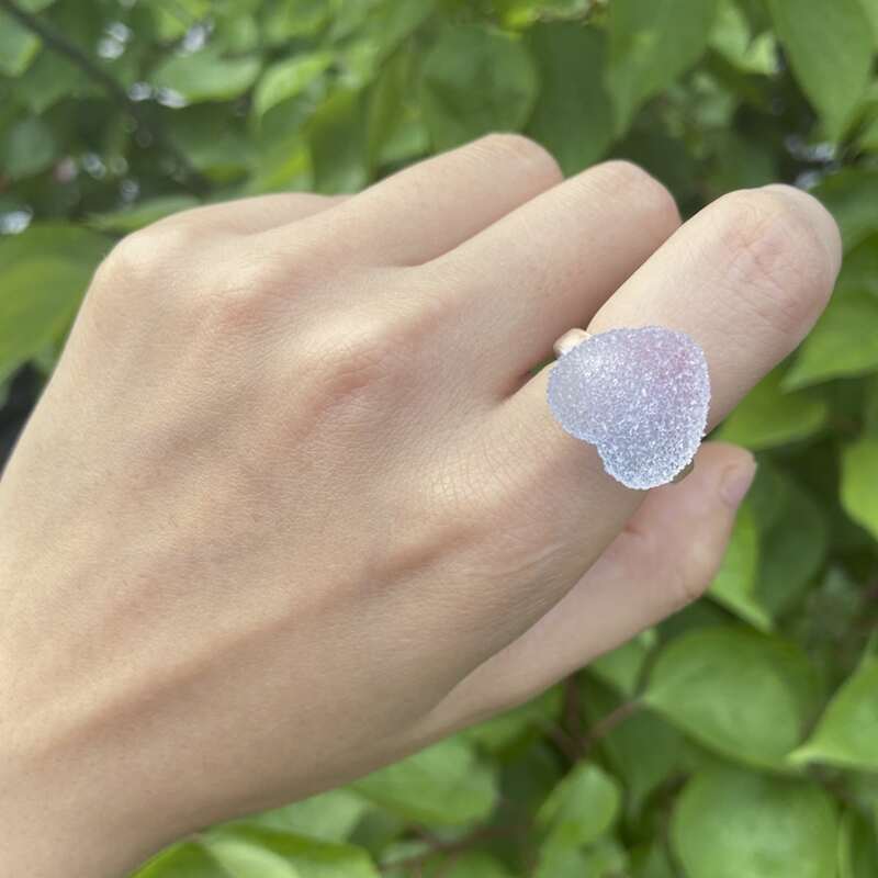 

1pc Heart Resin Ring, Baby blue