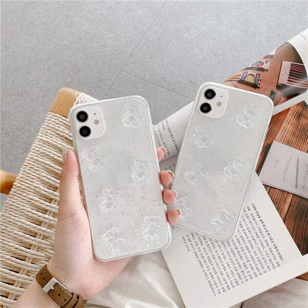 

Bear Detail Sequin Star Phone Case, Clear