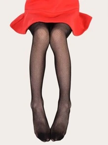 Girls Minimalist Fishnet Tights - Black - View 1