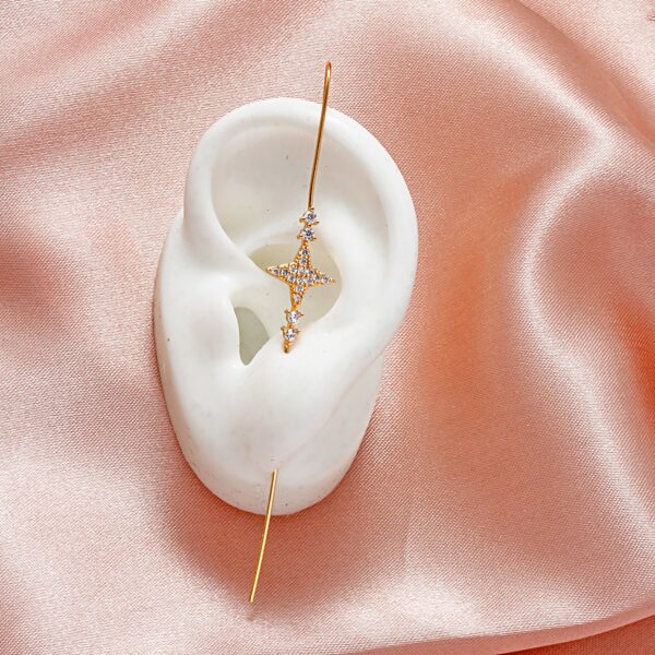 

1pc Zircon Decor Earring, Gold
