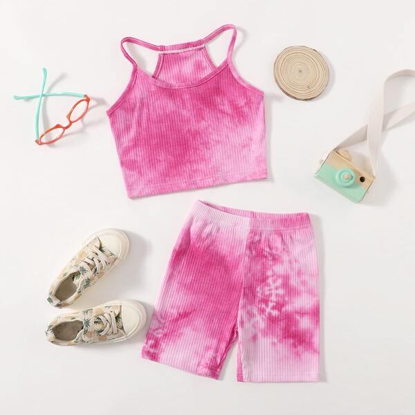 

Toddler Girls Tie Dye Halter Top & Biker Shorts, Pink
