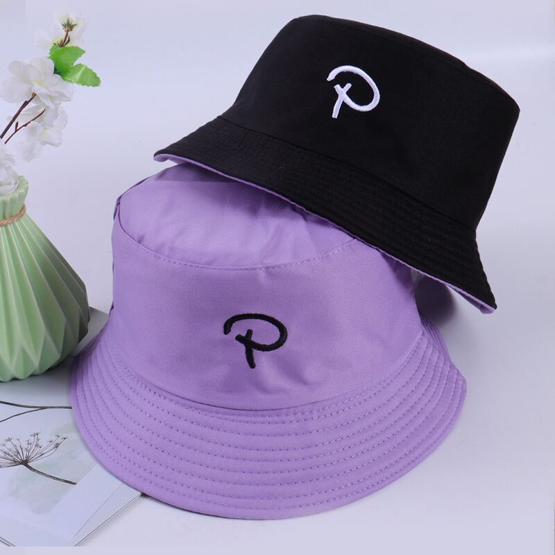 

Letter Graphic Reversible Bucket Hat, Purple