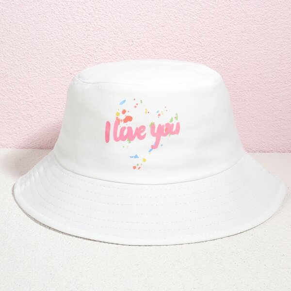 

Letter Graphic Bucket Hat, White