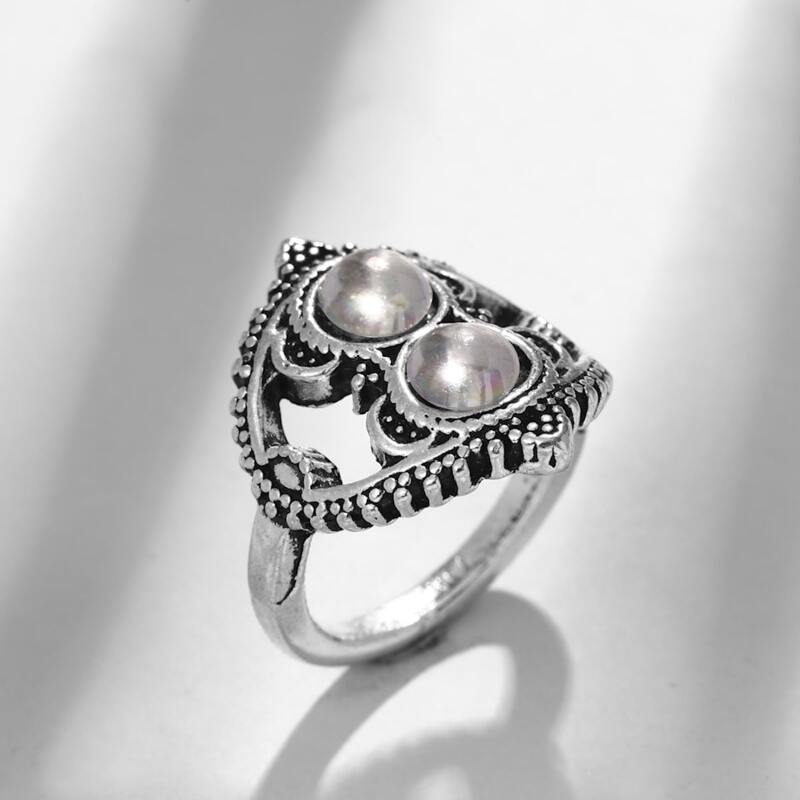 

Rhinestone Owl Ring, Silver