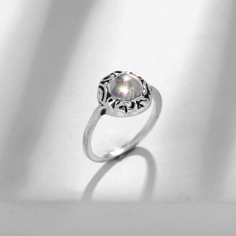 

Gemstone Decor Ring, Antique silver