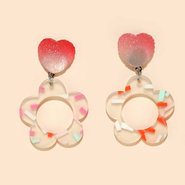 

Girls Flower Decor Drop Earrings, Multicolor