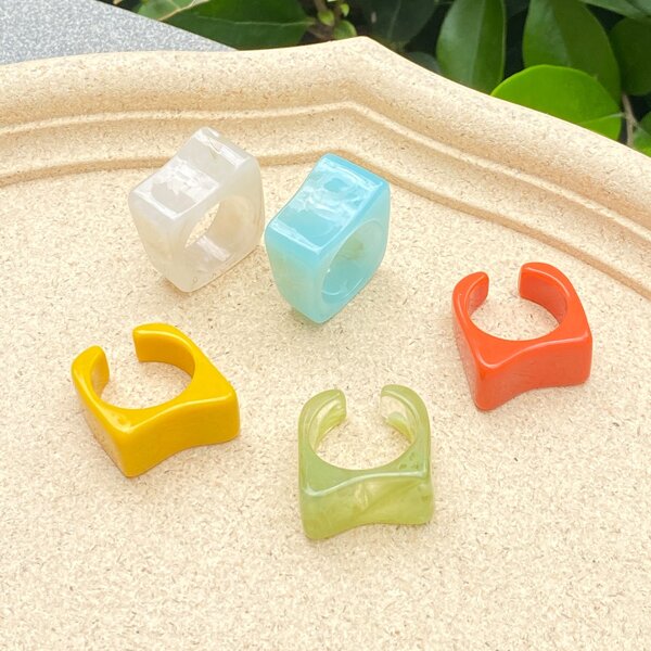

5pcs Simple Solid Ring, Multicolor