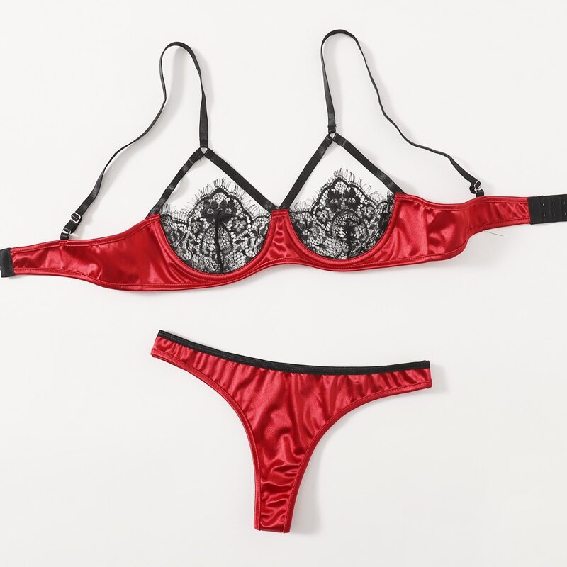 

Eyelash Lace Lingerie Set, Multicolor
