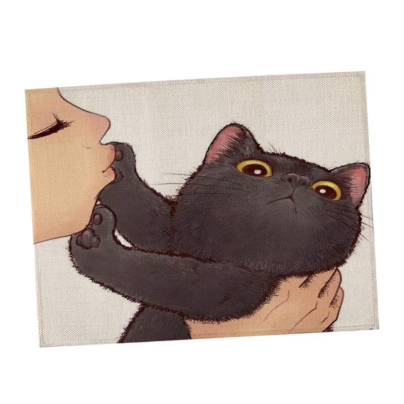 

Cartoon Cat Print Placemat, Multicolor