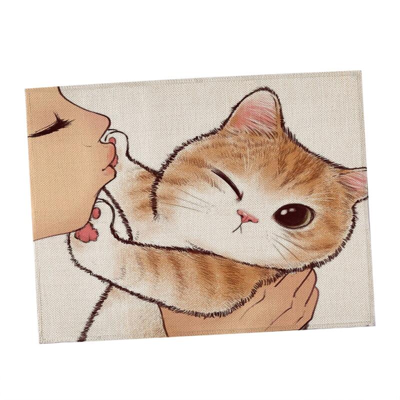 

Cartoon Cat Print Placemat, Multicolor