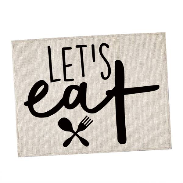 

Cutlery & Slogan Graphic Placemat, Black and white