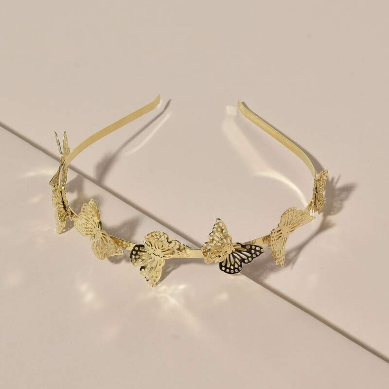

1pc Butterfly Headband, Gold