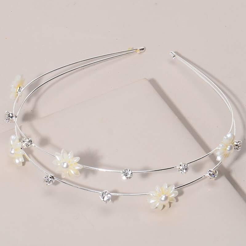 

Rhinestone & Floral Headband, White