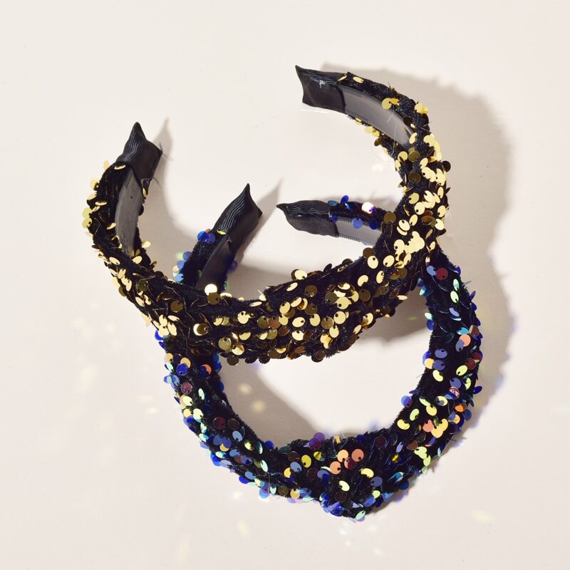

2pcs Sequin Knot Headband, Multicolor
