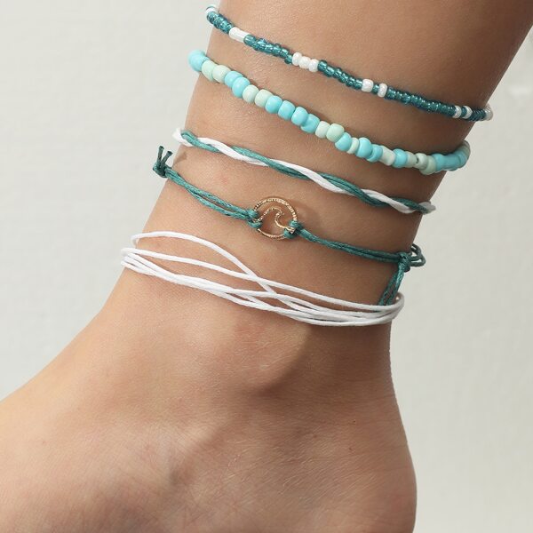 

5pcs Girls Bead Decor Anklet, Multicolor