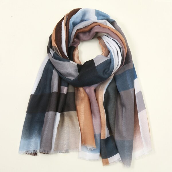 

Colorblock Plaid Scarf, Multicolor