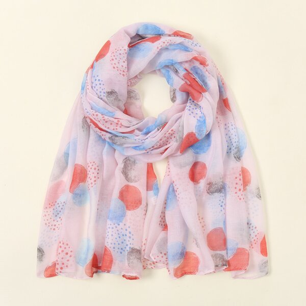

Round Print Scarf, Multicolor