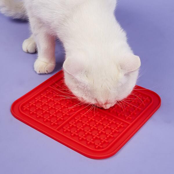 

1pc Solid Color Silicone Pet Placemat, Red