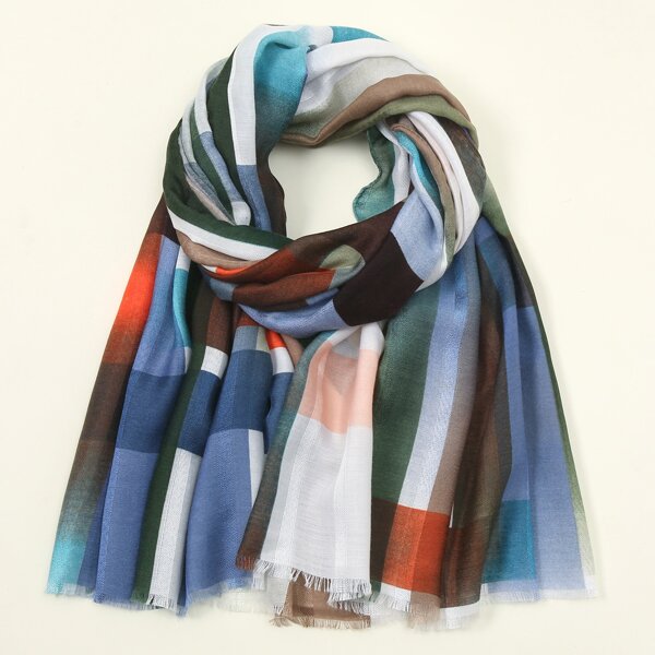 

Colorblock Plaid Scarf, Multicolor