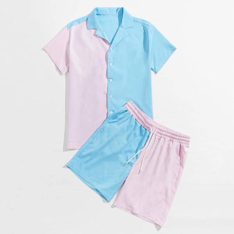 

Guys Two Tone Shirt & Drawstring Shorts, Multicolor