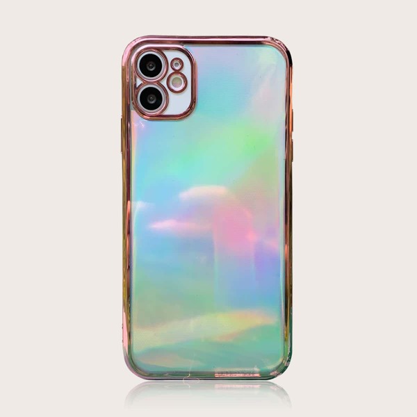 

Contrast Frame Laser Phone Case, Pink