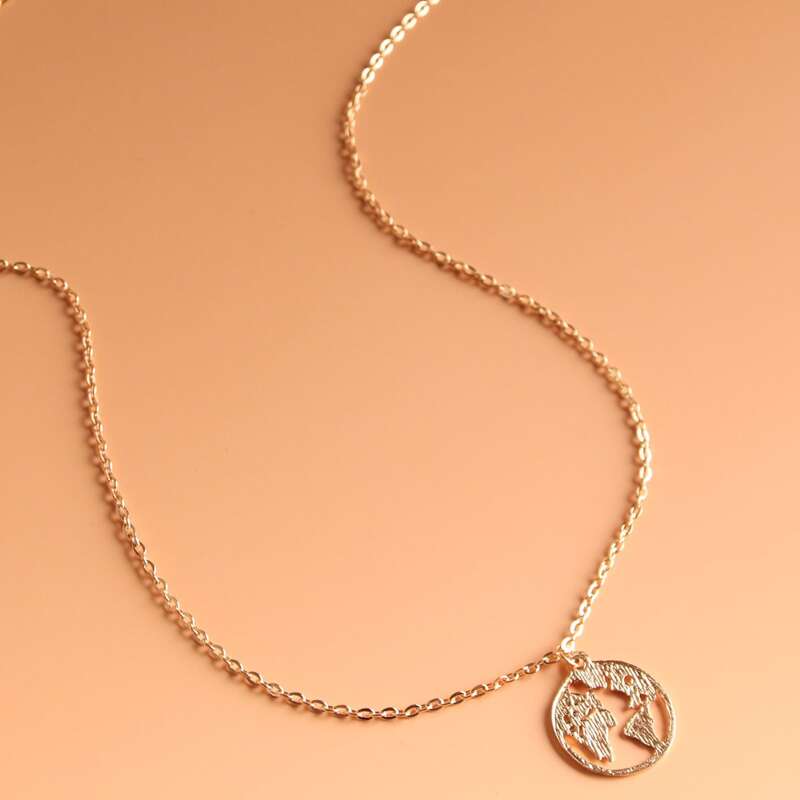 

Map Pendant Necklace, Gold