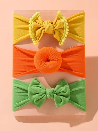 3入組嬰兒蝴蝶結裝飾髮帶
