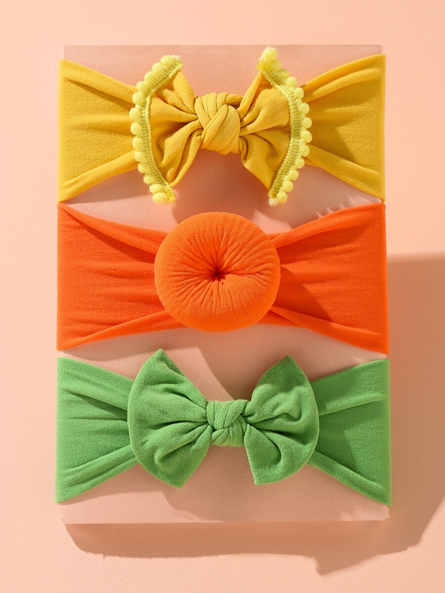 3入組嬰兒蝴蝶結裝飾髮帶 - 彩色 - 查看 1