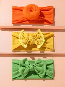 3入組嬰兒蝴蝶結裝飾髮帶 - 彩色 - 查看 3