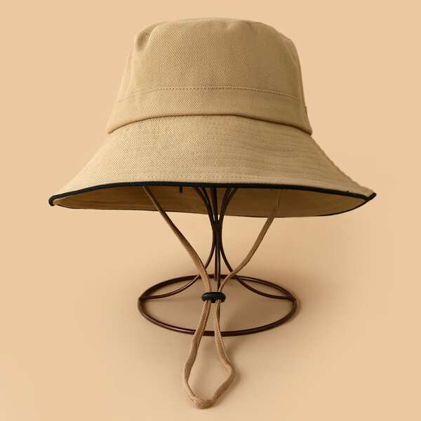 

Contrast Trim Bucket Hat, Khaki