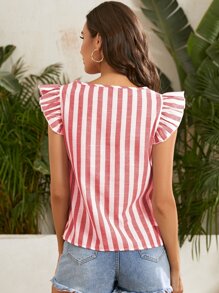 SHEIN 可愛條紋襯衫 - 紅白色 - 查看 2