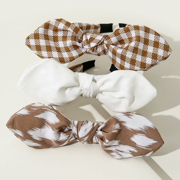 

3pcs Bow Knot Hair Hoop, Multicolor