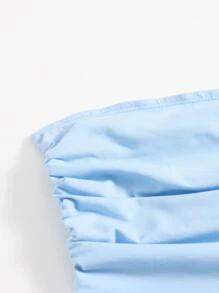 SHEIN ملابس علوية نسائية الثنية الصاف بوهو - أزرق فاتح اللون - مشاهدة 4