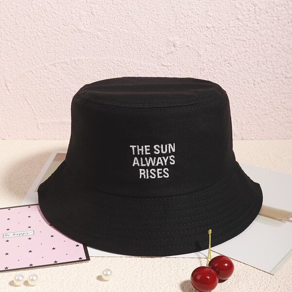 

Letter Embroidered Bucket Hat, Black