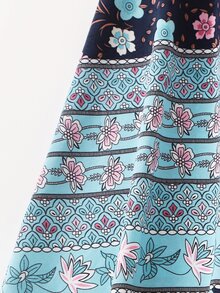 大碼印花繫肩帶吊帶洋裝 - 彩色 - 查看 3