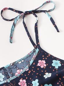 大碼印花繫肩帶吊帶洋裝 - 彩色 - 查看 5