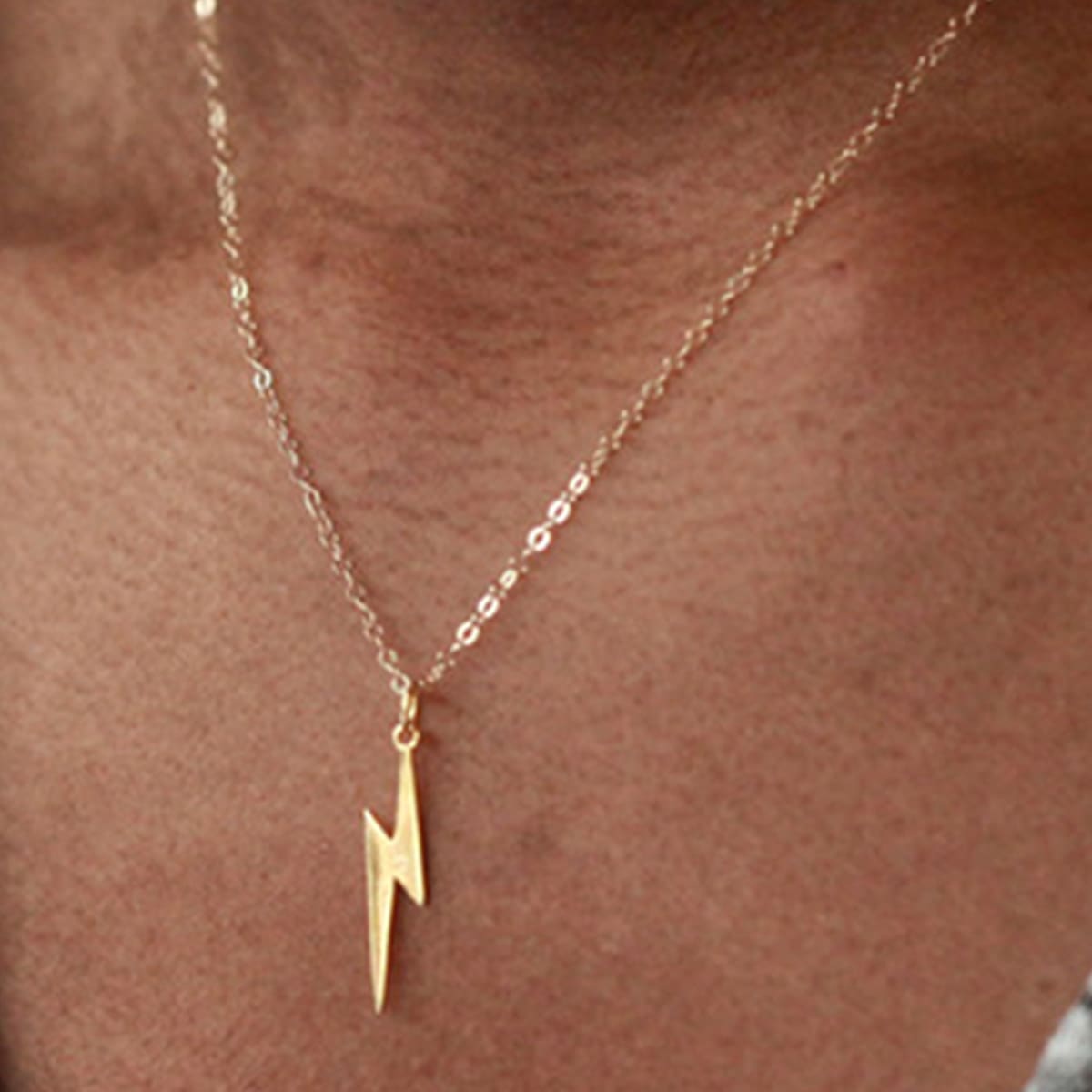 

Lightning Pendant Necklace, Gold