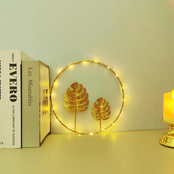 

1pc Turtle Leaf Design Decorative Light With 20pcs Bulb, Gold