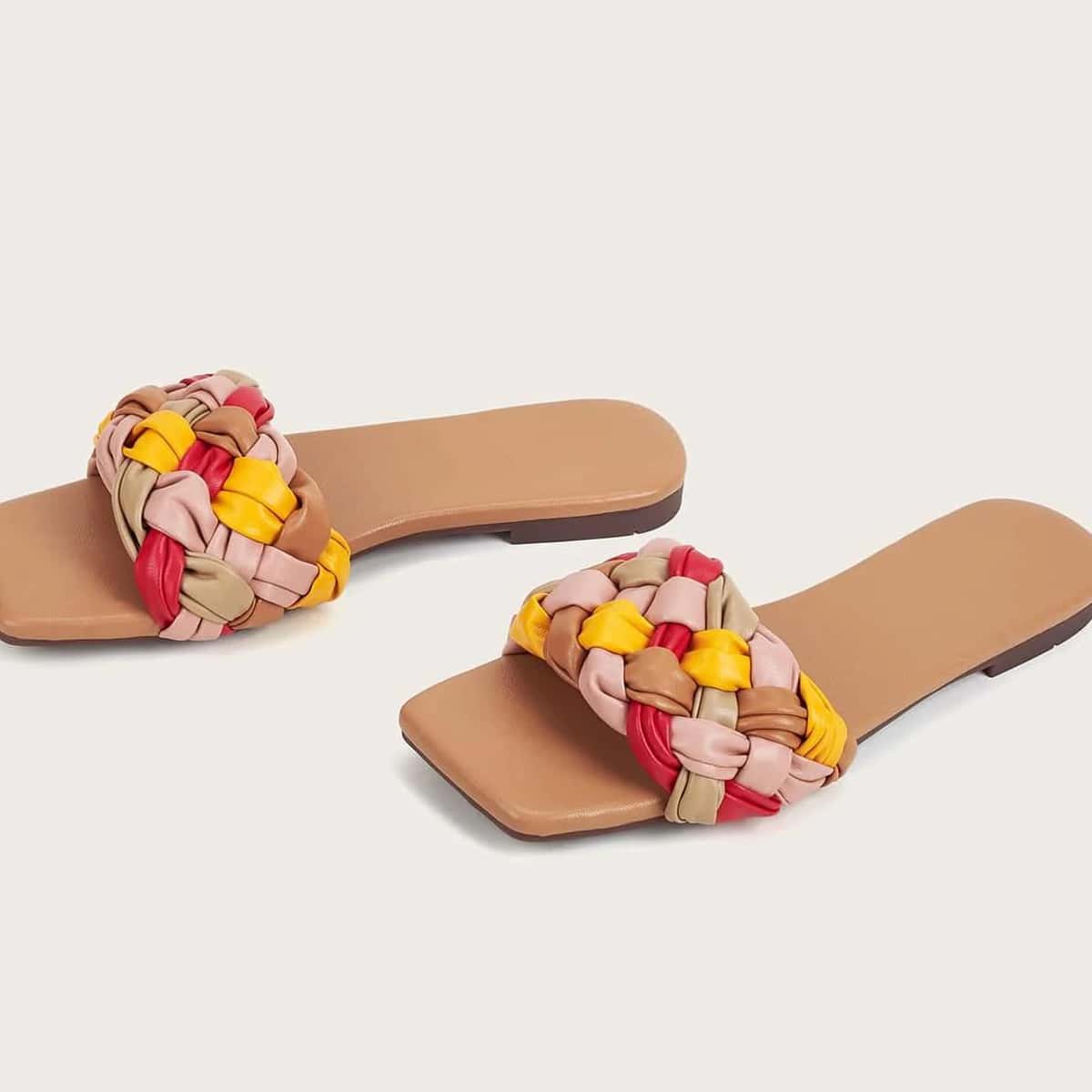 

Braided Band Slide Sandals, Multicolor