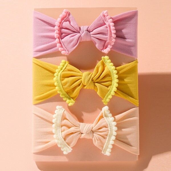 

3pcs Baby Bow Knot Decor Headband, Multicolor