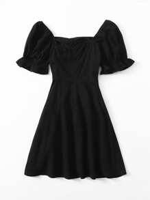 SHEIN MOD Vestido Con Cordones Y Nudo En La Frente - Negro - Ver 2