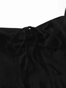 SHEIN MOD Vestido Con Cordones Y Nudo En La Frente - Negro - Ver 5