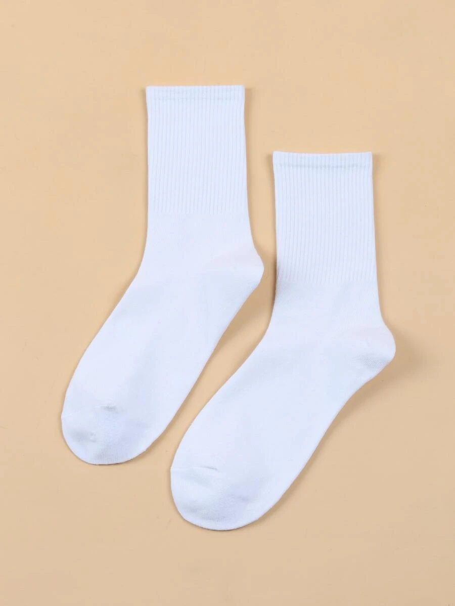 Solid Crew Socks, Fall - White - View 1