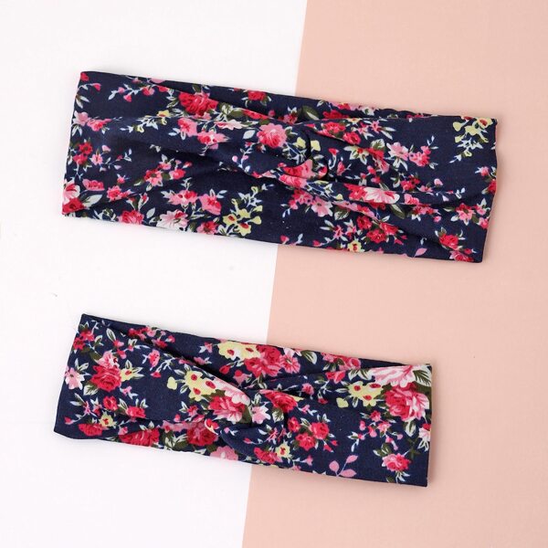 

2pcs Parent Child Floral Print Headband, Multicolor
