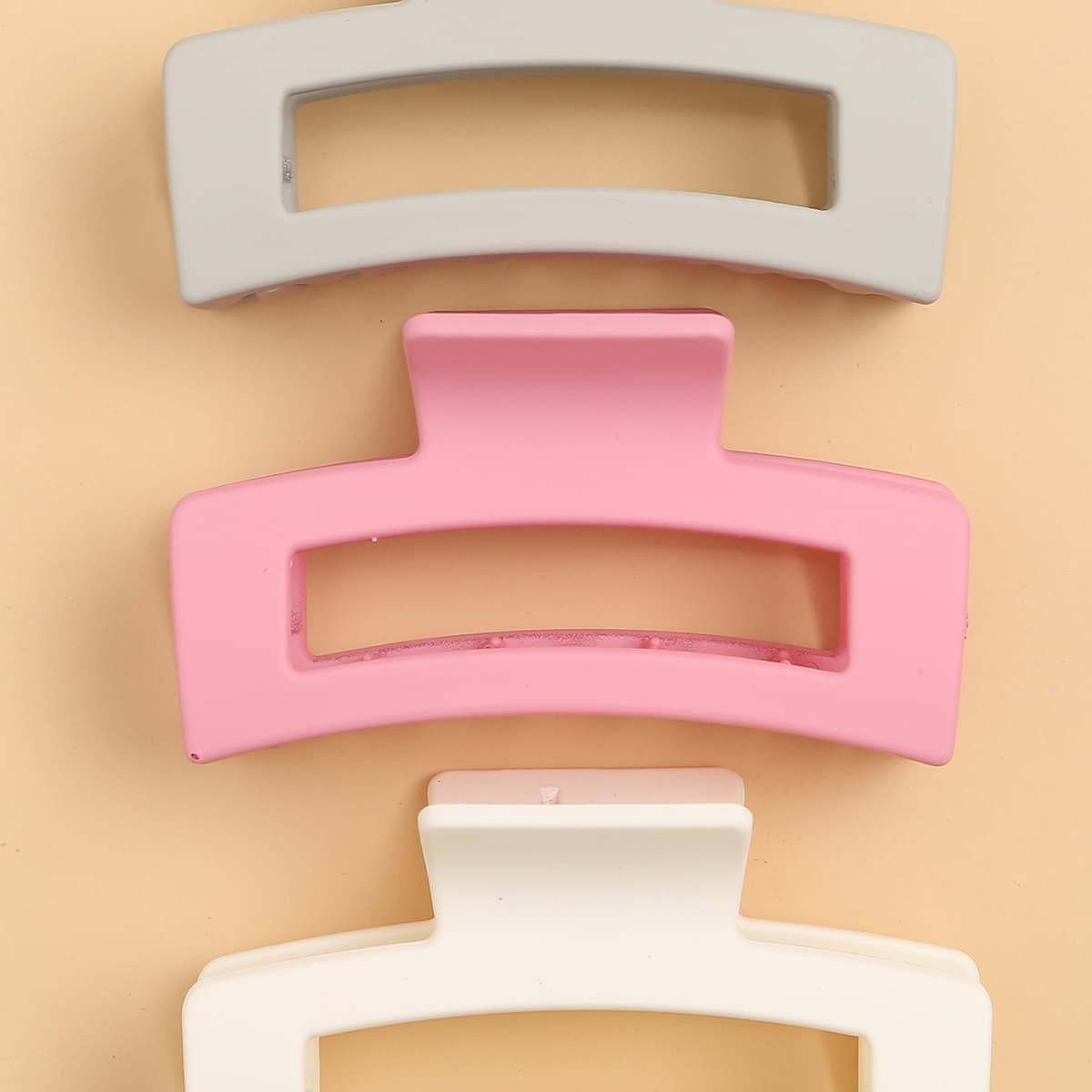 

3pcs Solid Hair Claw, Multicolor
