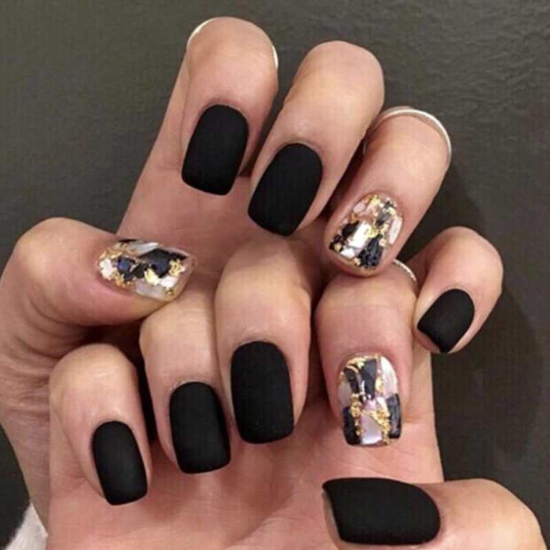 

24pcs Glitter Fake Nail, Multicolor