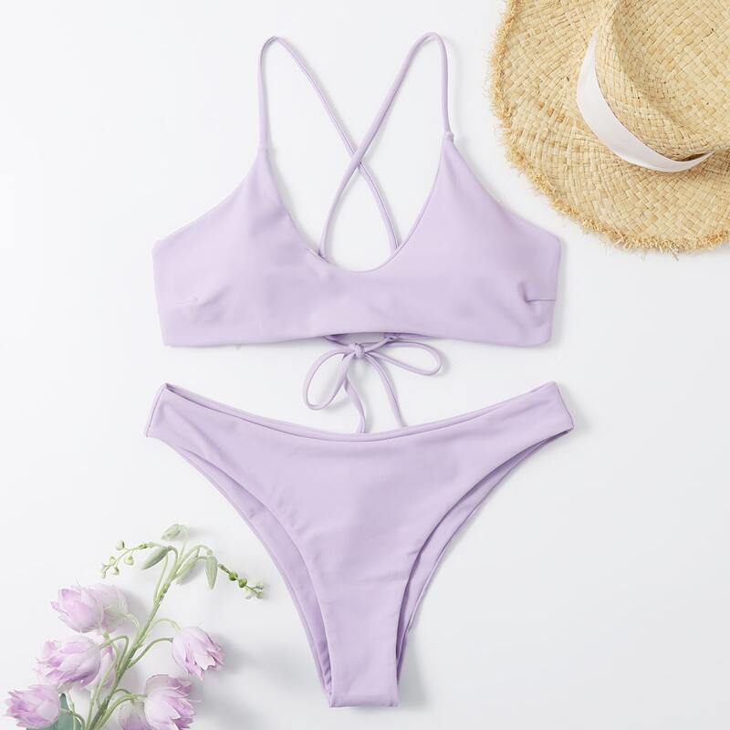 

Tie Back Bikini Swimsuit, Lilac purple