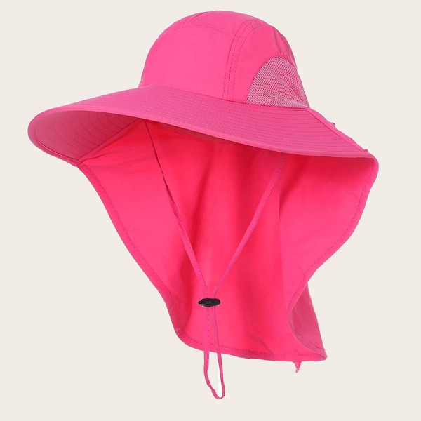 

Solid Hat With Neck Flap, Hot pink